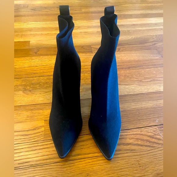 Shoes - Black stretch booties with heel, size 9